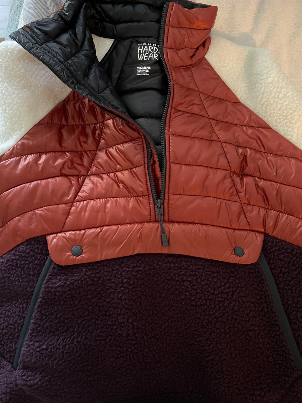 Mountain Hardwear Half-Zip Pullover in Rust and Plum